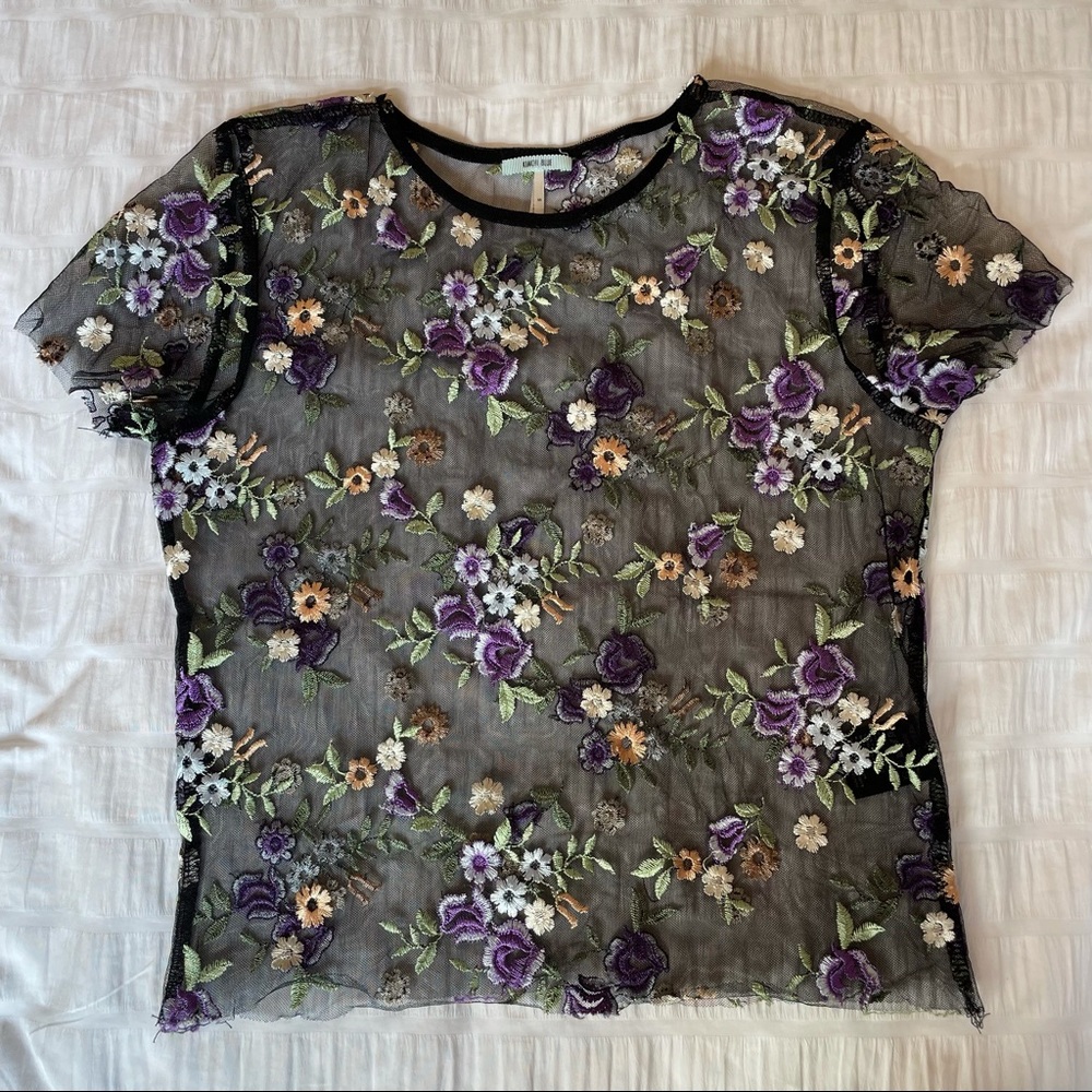 Urban outfitters kimchi blue sheer floral crop top